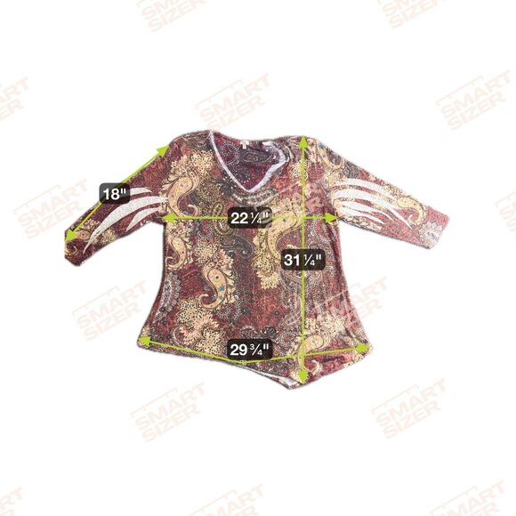 Reba Tunic Top Knit Woman Size 3X Paisley Asymmetrical Hem Boxy Embellished Long - Picture 2 of 7